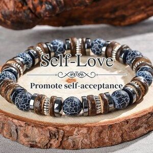 Men's Beaded Bracelet - Black and Brown